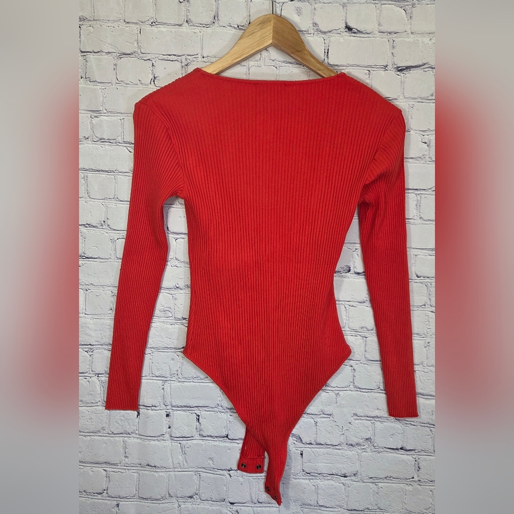 Zara Vibrant Red Ribbed Top - Picture 2 of 3